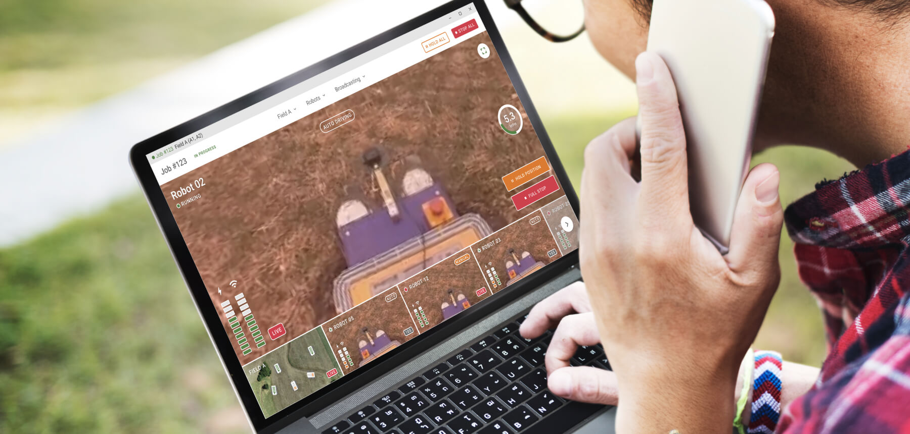 Real-time agricultural robot operations dashboard