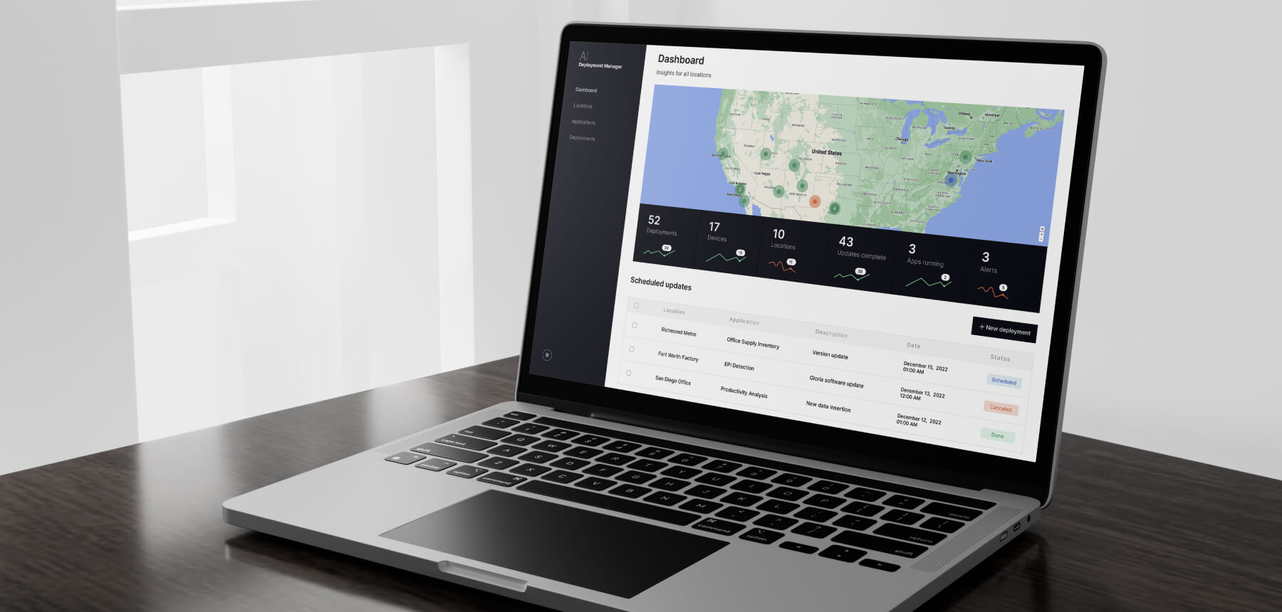 AI application deployment manager for edge devices